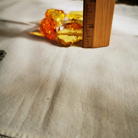 Big Yellow and Orange Plastic Gemstones Stretch Statement Bracelet - Picture 12 of 13